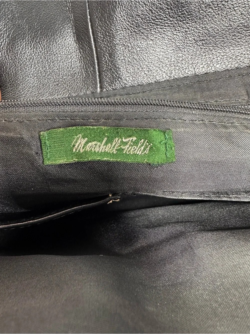 Vintage Marshall Fields Black Leather Multi Compartment Large Tote